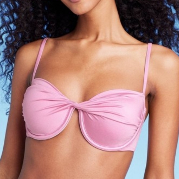Shade & Shore Bikini Top Womens 36DD Pink Underwire Twist-Front NEW - Picture 6 of 7